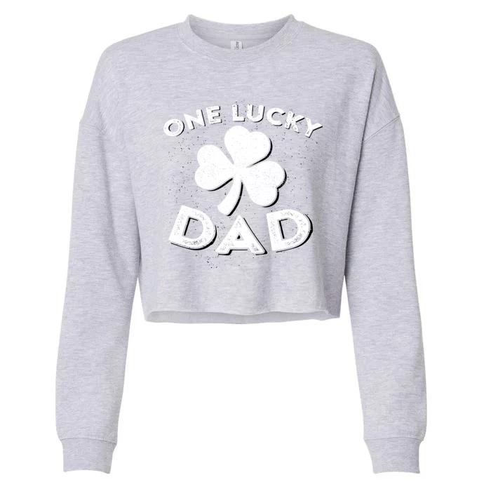 One Lucky Dad Irish Shamrock St Patrick Day Matching Outfit Cropped Pullover Crew