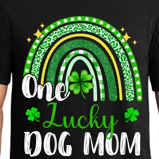 One Lucky Dog Mom Leopard Print Rainbow St Patrick’s Day Gift Pajama Set