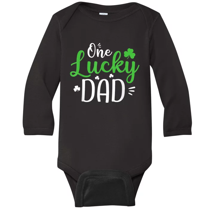 One Lucky Dad Shirt Funny St Patricks Day Gift For Daddy Baby Long Sleeve Bodysuit