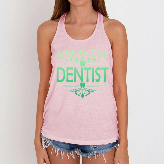 One Lucky Dentist St Patrick's Day Dental Gift Meaningful Gift Women's Knotted Racerback Tank