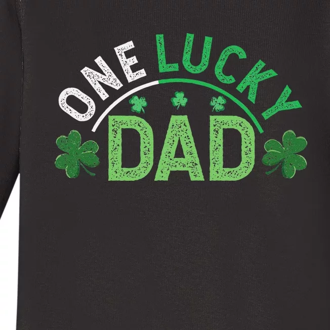 One Lucky Dad Shamrock Papa Irish Saint Patricks Day Daddy Baby Long Sleeve Bodysuit