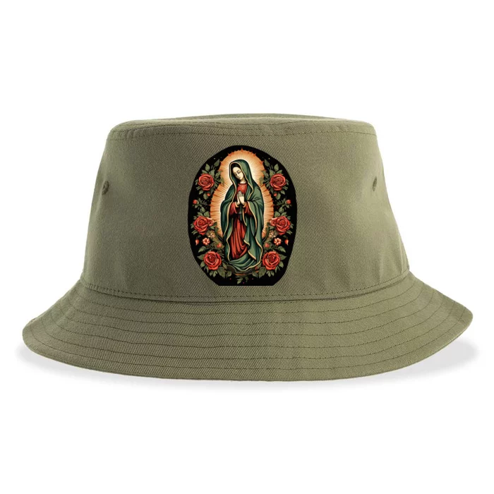 Our Lady De Guadalupe Sant Mary For Christians Catholics Sustainable Bucket Hat