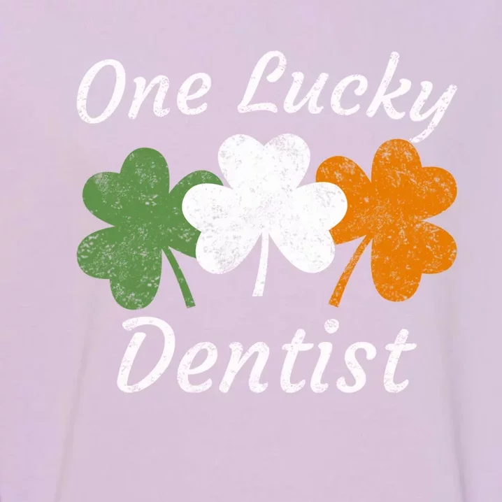 One Lucky Dentist St Patrick's Day Irish Shamrock Flag Gift Garment-Dyed Sweatshirt