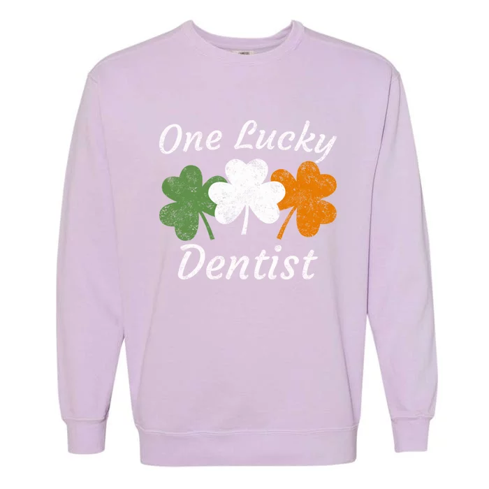 One Lucky Dentist St Patrick's Day Irish Shamrock Flag Gift Garment-Dyed Sweatshirt