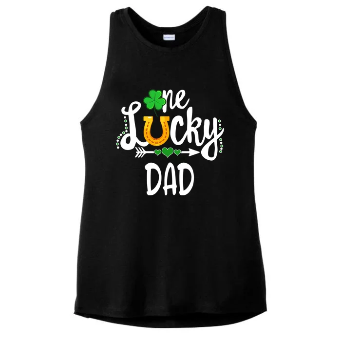 One Lucky Dad St Patricks Day Matching Father Meaningful Gift Ladies Tri-Blend Wicking Tank