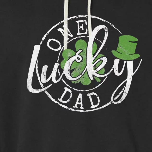 One Lucky Dad Irish Clovers St Patrick's Day Garment-Dyed Fleece Hoodie