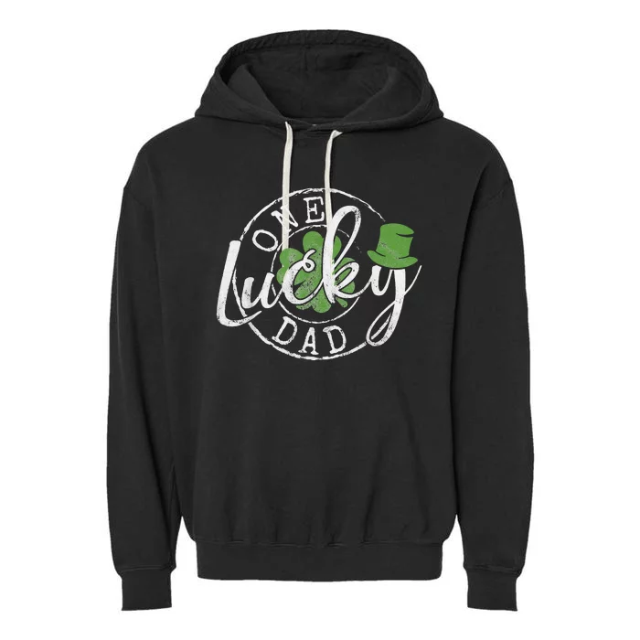 One Lucky Dad Irish Clovers St Patrick's Day Garment-Dyed Fleece Hoodie