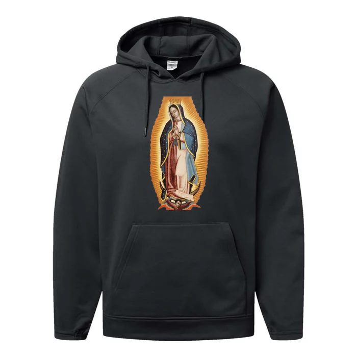 Our Lady De Guadalupe Mary Mother Of God Christian Catholics Rosary Performance Fleece Hoodie