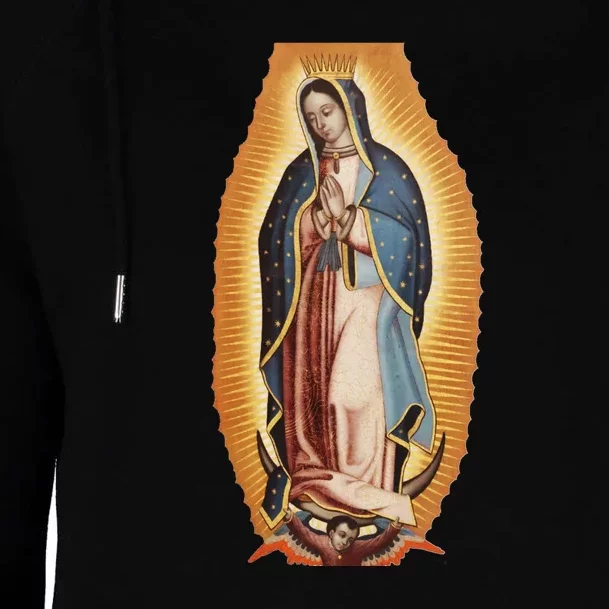 Our Lady De Guadalupe Mary Mother Of God Christian Catholics Rosary Womens Funnel Neck Pullover Hood