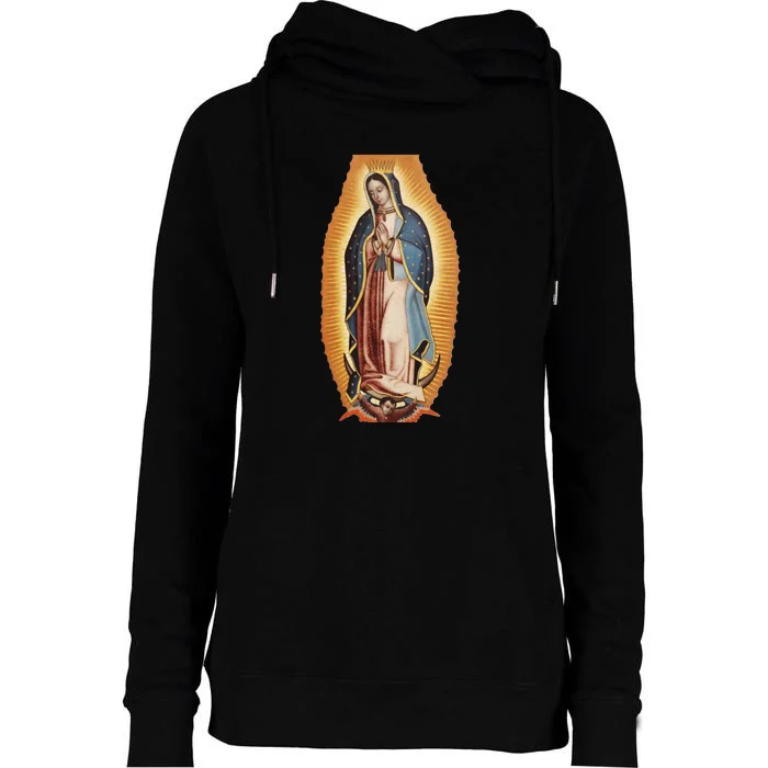 Our Lady De Guadalupe Mary Mother Of God Christian Catholics Rosary Womens Funnel Neck Pullover Hood