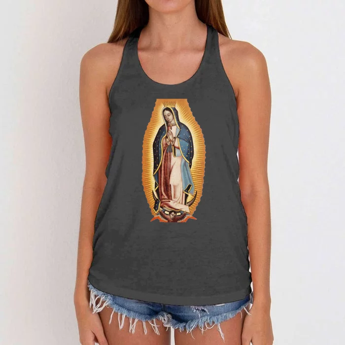 Our Lady De Guadalupe Mary Mother Of God Christian Catholics Rosary Women's Knotted Racerback Tank