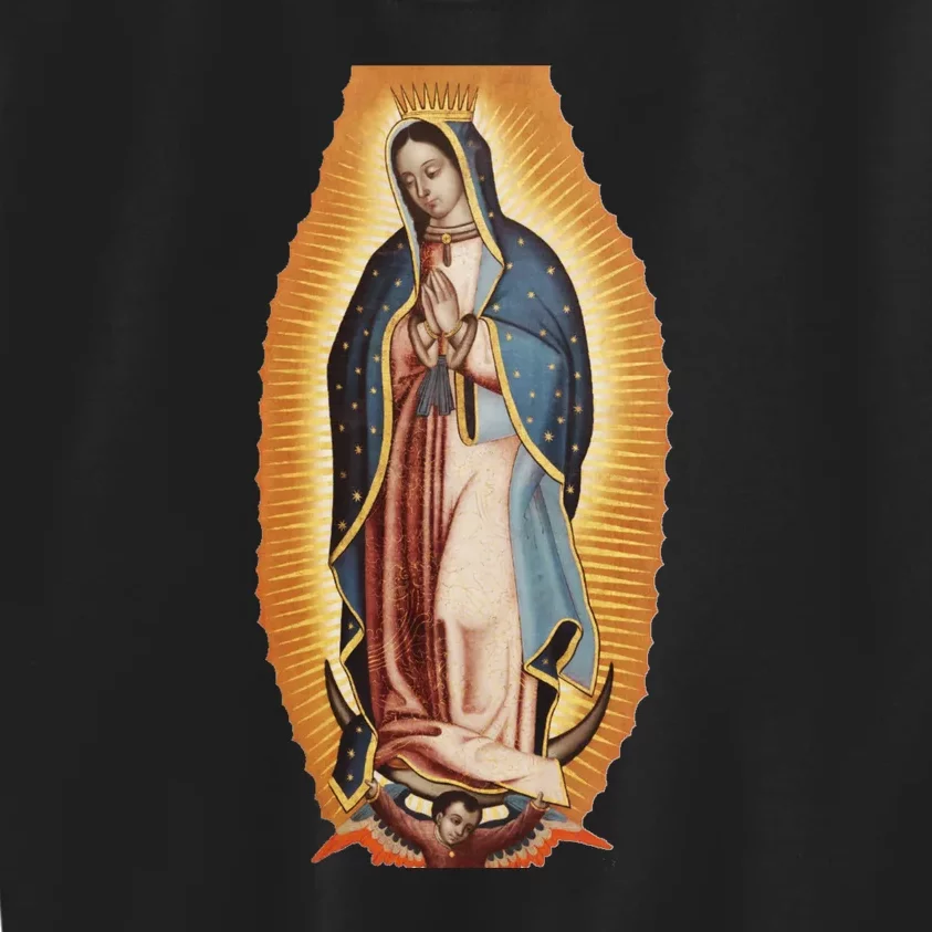 Our Lady De Guadalupe Mary Mother Of God Christian Catholics Rosary Kids Sweatshirt