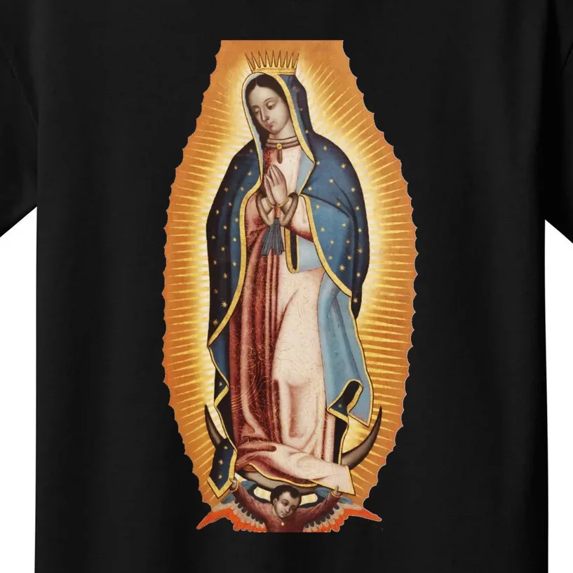 Our Lady De Guadalupe Mary Mother Of God Christian Catholics Rosary Kids T-Shirt