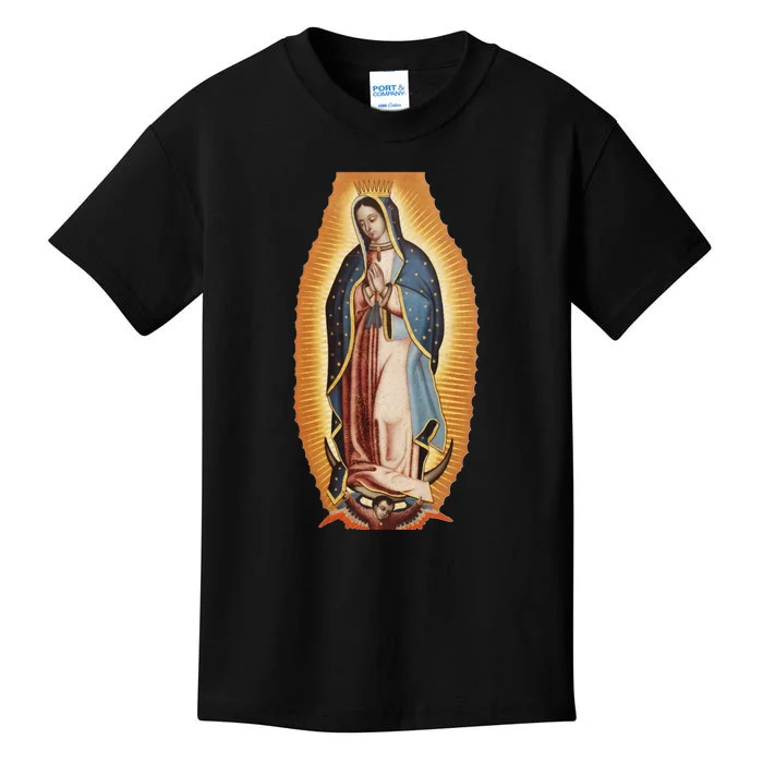 Our Lady De Guadalupe Mary Mother Of God Christian Catholics Rosary Kids T-Shirt