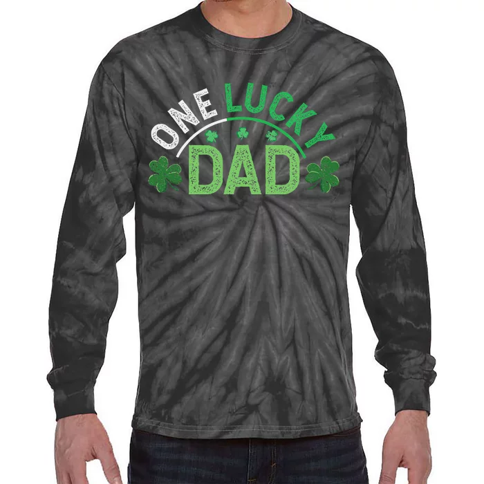 One Lucky Dad Shamrock Papa Irish Saint Patricks Day Daddy Tie-Dye Long Sleeve Shirt