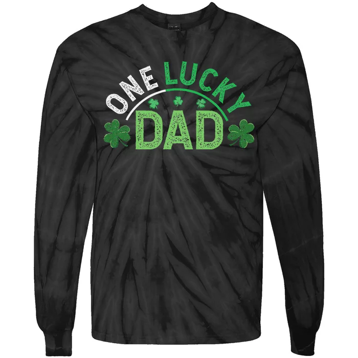 One Lucky Dad Shamrock Papa Irish Saint Patricks Day Daddy Tie-Dye Long Sleeve Shirt