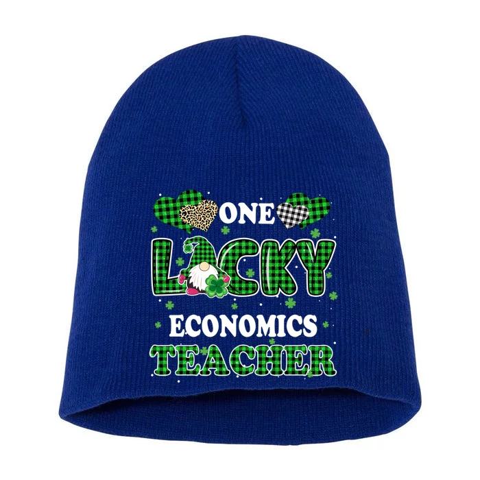 One Lucky Economics Teacher St Patricks Day Gnome Cool Gift Short Acrylic Beanie