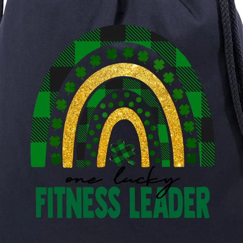 One Lucky Fitness Leader Rainbow St Patricks Day Shamrock Gift Drawstring Bag