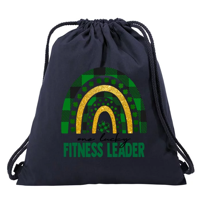 One Lucky Fitness Leader Rainbow St Patricks Day Shamrock Gift Drawstring Bag