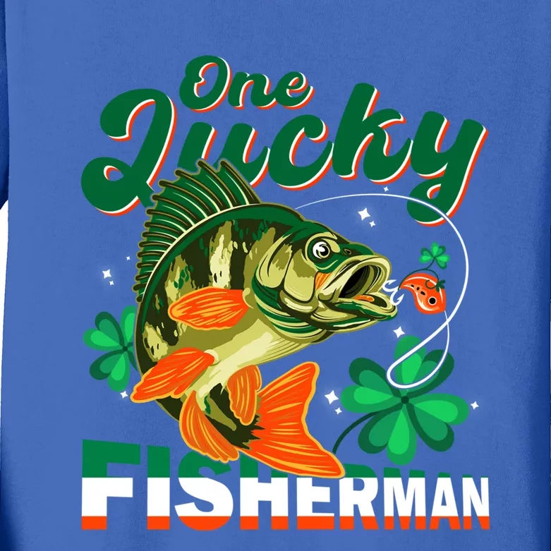 One Lucky Fisher Fisher Anglers St Patrick's Day Gift Kids Long Sleeve Shirt