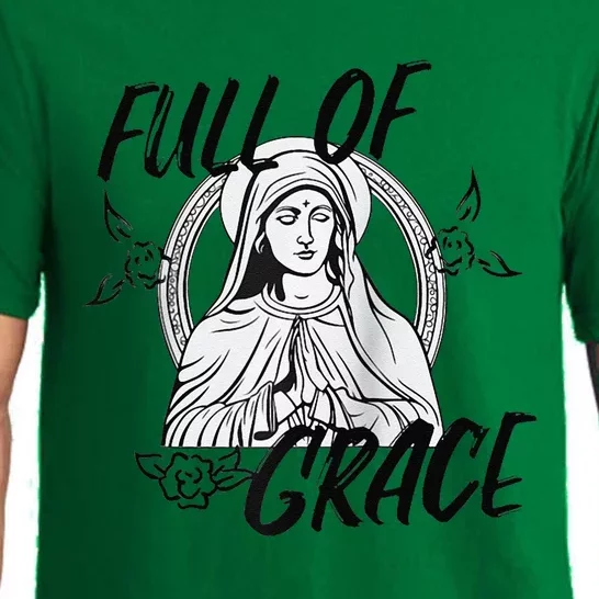 Our Lady Full Of Grace Design Raglan Baseball Pajama Set