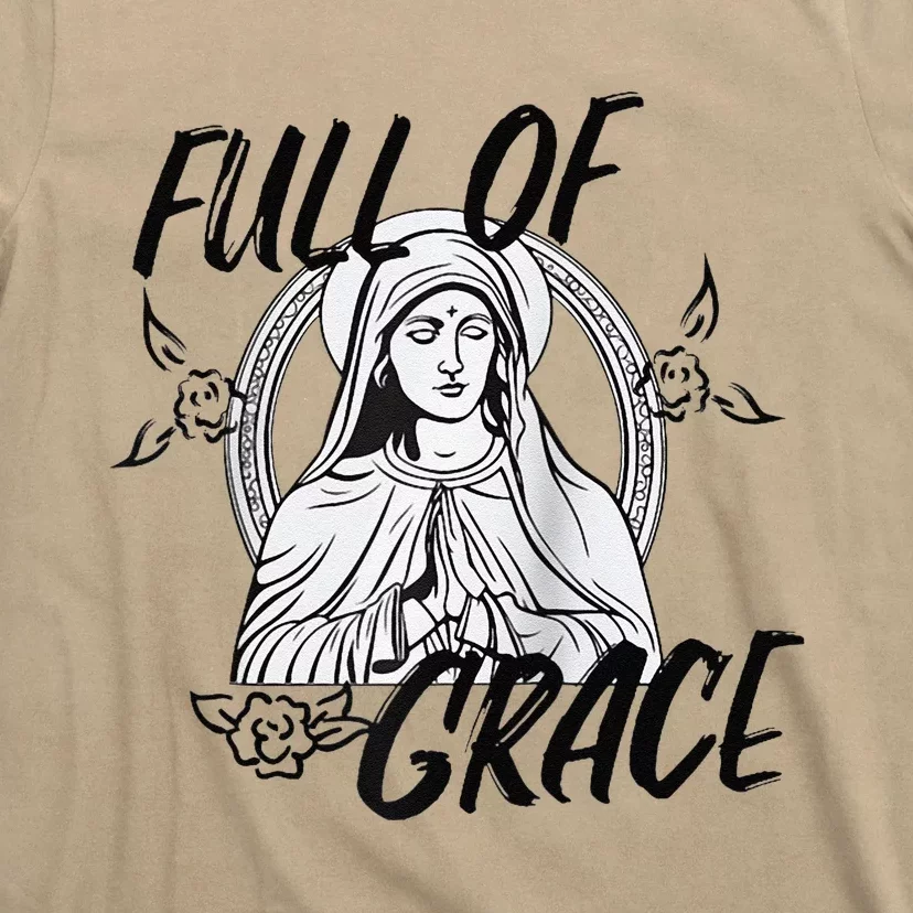 Our Lady Full Of Grace Design Raglan Baseball T-Shirt