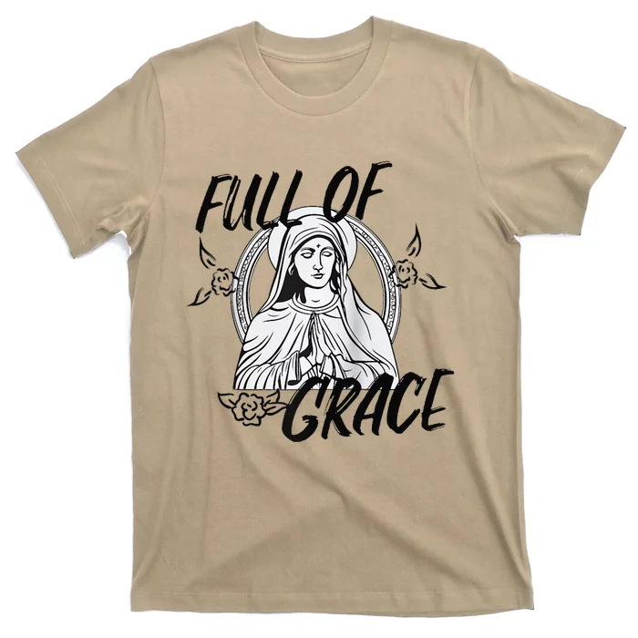 Our Lady Full Of Grace Design Raglan Baseball T-Shirt