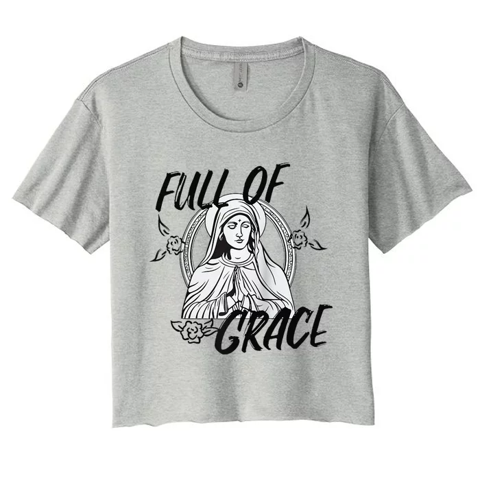 Our Lady Full Of Grace Design Raglan Baseball Women's Crop Top Tee