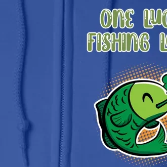 One Lucky Fishing Lover St Patricks Day Irish Green Graphic Cute Gift Full Zip Hoodie