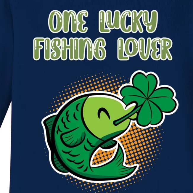 One Lucky Fishing Lover St Patricks Day Irish Green Graphic Cute Gift Baby Long Sleeve Bodysuit