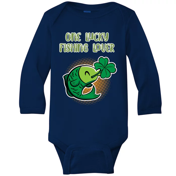 One Lucky Fishing Lover St Patricks Day Irish Green Graphic Cute Gift Baby Long Sleeve Bodysuit