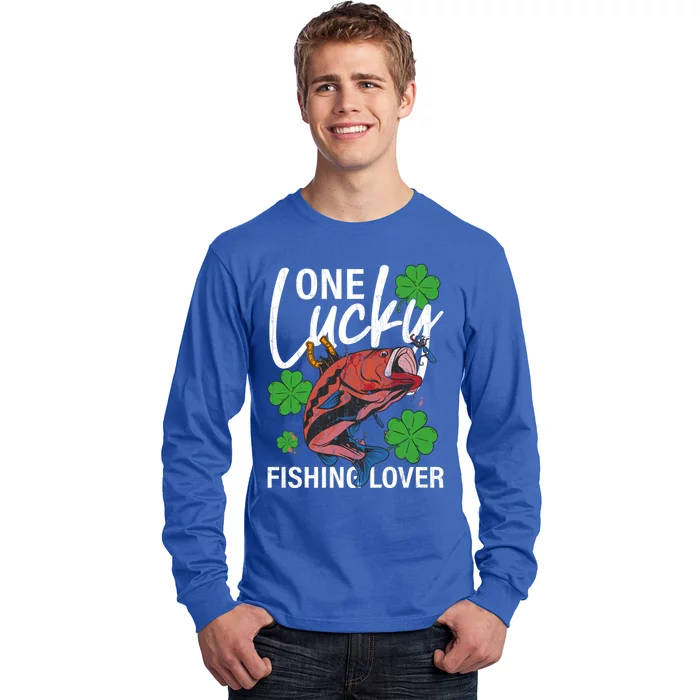 One Lucky Fishing Lover Funny Saint Patricks Day Graphic Gift Long Sleeve Shirt