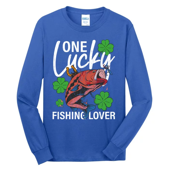 One Lucky Fishing Lover Funny Saint Patricks Day Graphic Gift Tall Long Sleeve T-Shirt