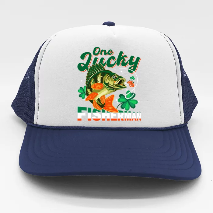 One Lucky Fisher Fisher Anglers St Patrick's Day Gift Trucker Hat