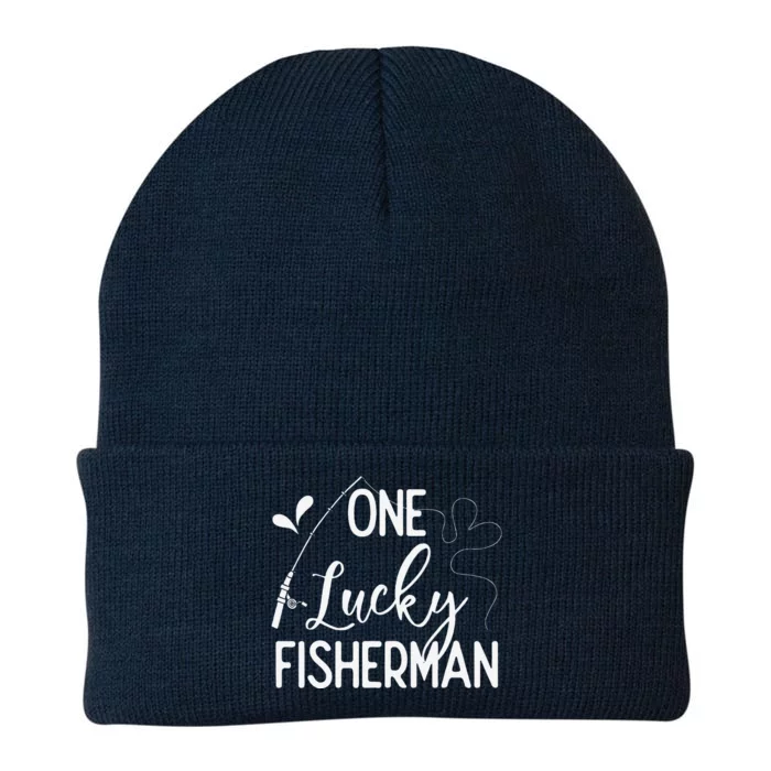 One Lucky Fisherman Couple Fishing Fishers Matching Gift Knit Cap Winter Beanie