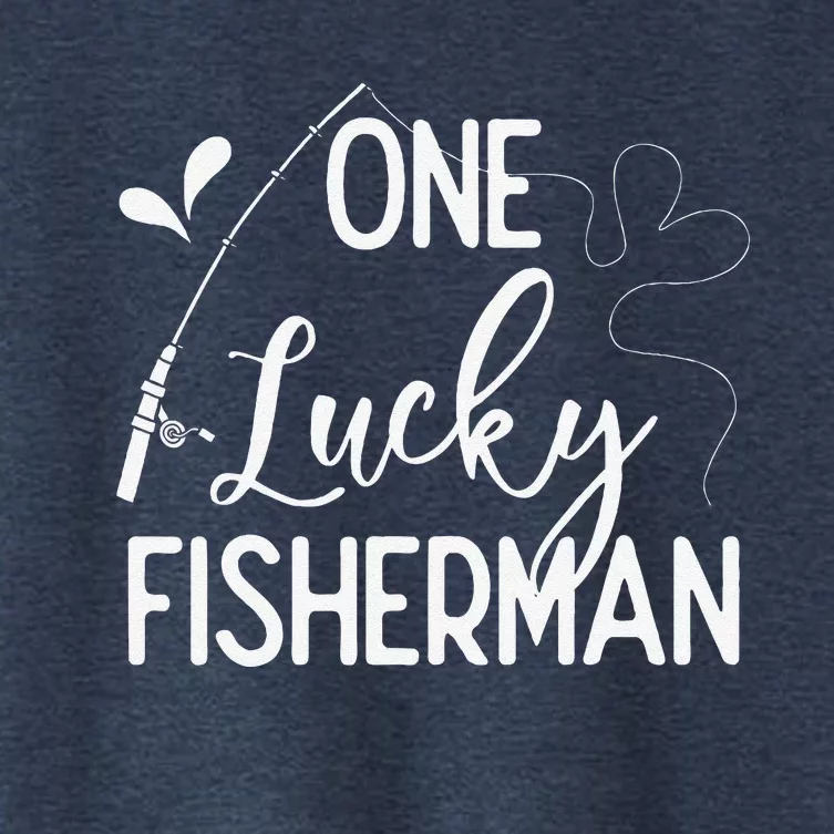 One Lucky Fisherman Couple Fishing Fishers Matching Gift Women's Crop Top Tee