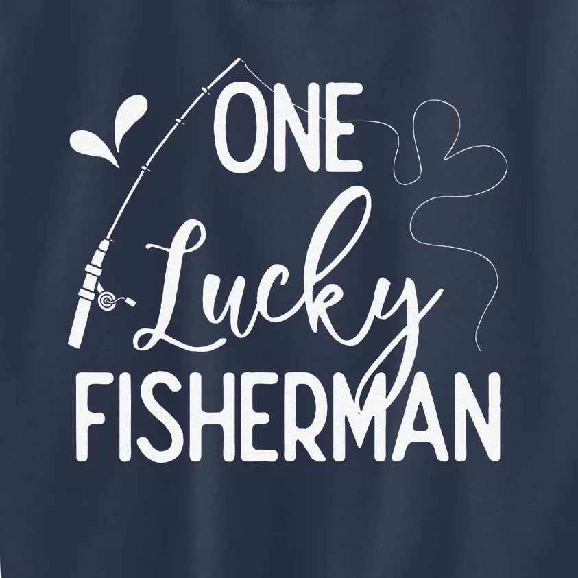 One Lucky Fisherman Couple Fishing Fishers Matching Gift Kids Sweatshirt