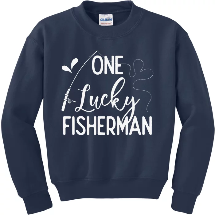 One Lucky Fisherman Couple Fishing Fishers Matching Gift Kids Sweatshirt