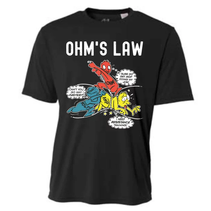 Ohms Law Funny Electricity Explained Electrical Engineer Cooling Performance Crew T-Shirt