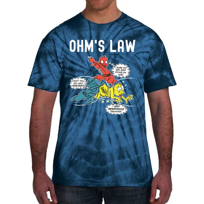 Ohms Law Funny Electricity Explained Electrical Engineer Tie-Dye T-Shirt