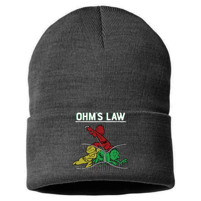 Ohms Law Funny Electrical Electronics Engineer Funny T Sustainable Knit Beanie