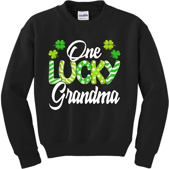 One Lucky Grandma Shamrock Irish Grandma St PatrickS Day Kids Sweatshirt