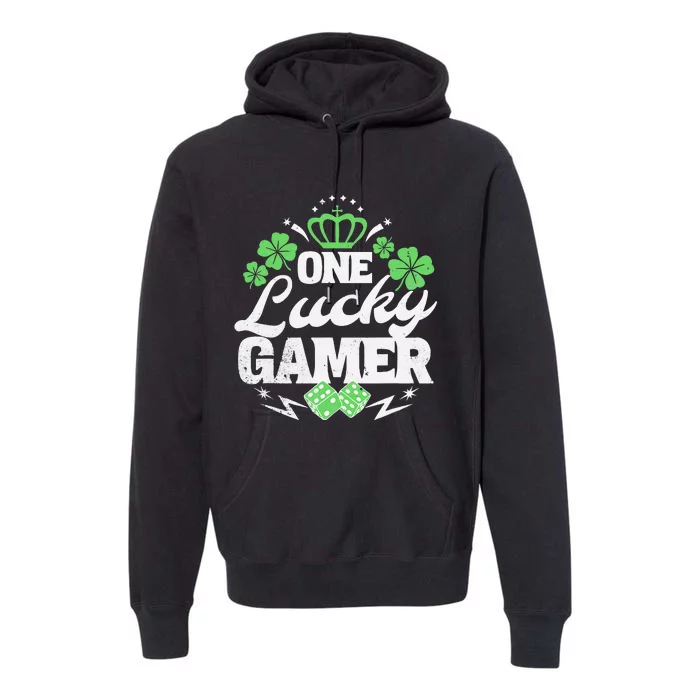 One Lucky Gamer St Patricks Day Gift Vintage 70s Dice Premium Hoodie