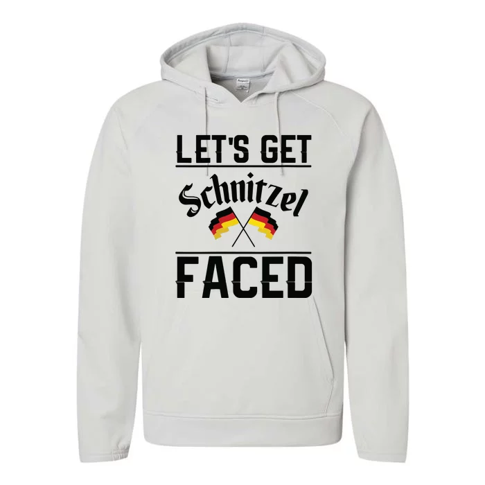 Oktoberfest Lets Get Schnitzel Faced Funny German Flag Performance Fleece Hoodie