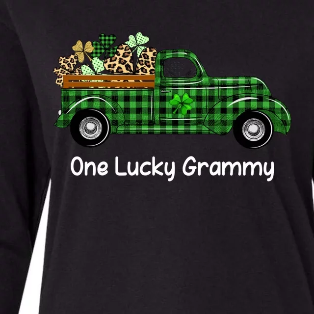 One Lucky Grammy Green Plaid Truck Shamrock St Patrick's Day Gift Womens Cotton Relaxed Long Sleeve T-Shirt