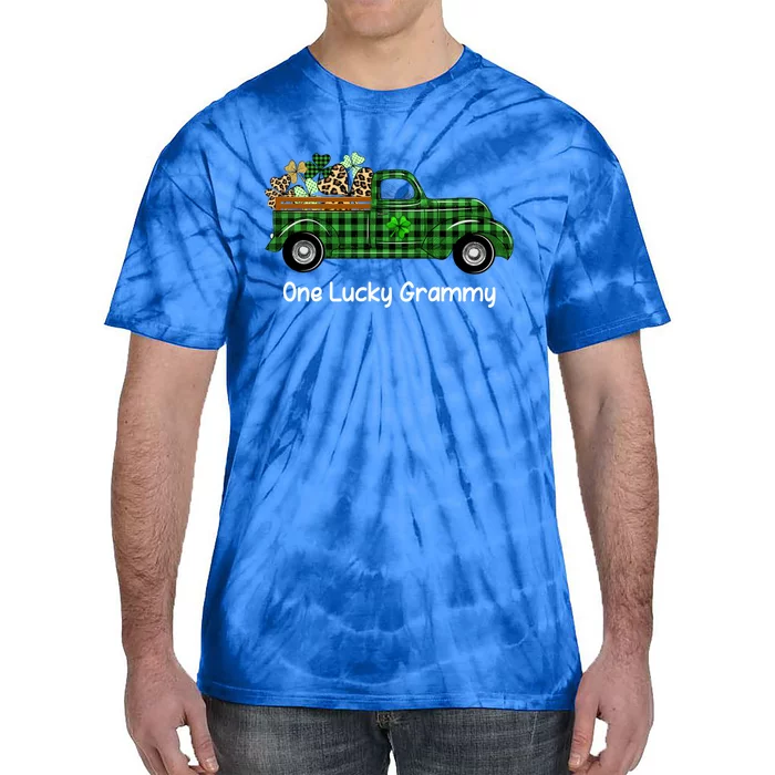 One Lucky Grammy Green Plaid Truck Shamrock St Patrick's Day Gift Tie-Dye T-Shirt