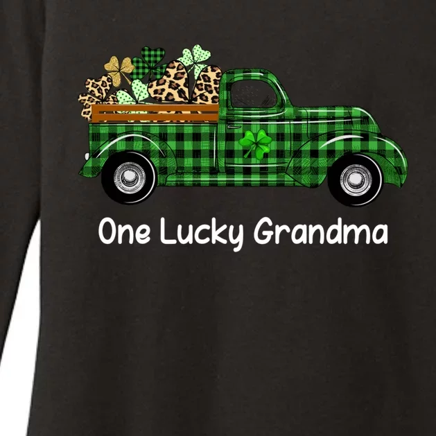 One Lucky Grandma Green Plaid Truck Shamrock St Patricks Day Gift Womens CVC Long Sleeve Shirt