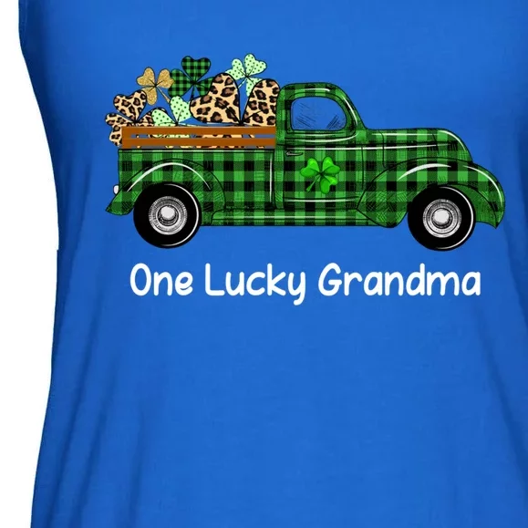 One Lucky Grandma Green Plaid Truck Shamrock St Patricks Day Gift Ladies Essential Flowy Tank