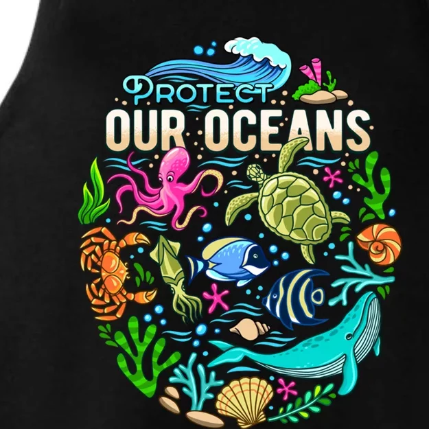 Ocean Lover Gift Sea Life Protect Our Ocean Gift Ladies Tri-Blend Wicking Tank