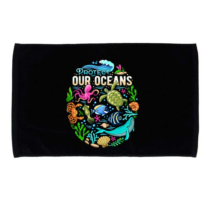 Ocean Lover Gift Sea Life Protect Our Ocean Gift Microfiber Hand Towel